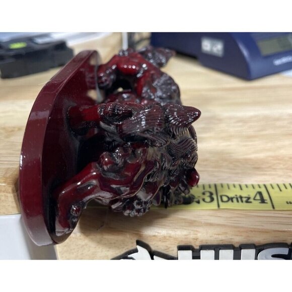 Beautiful Vintage Chinese Shisa Dogs Foo Dogs Resin Cinnabar Decor Paperweight - Picture 9 of 9